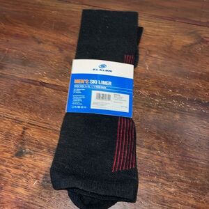 New 9-12 Merino Wool Blend Slalom Ski Snowboard Liner Mens Ribbed Knit Socks NWT